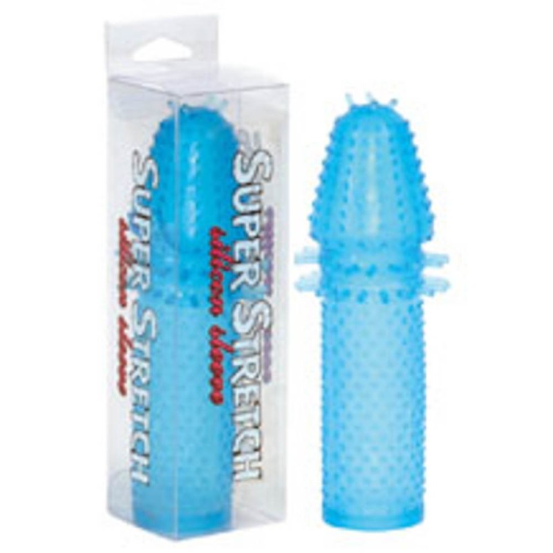Guaina blu per pene con rilievi super stretch