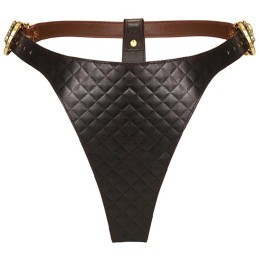 Perizoma in vera pelle nero e marrone