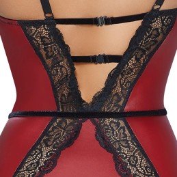 Body rosso con pizzo nero e reggicalze sexy