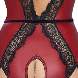 Body rosso con pizzo nero e reggicalze sexy