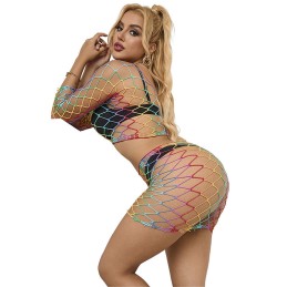 La Boutique del Piacere|Completo a rete arcobaleno a maniche lunghe, 2 pezzi, taglia unica20,00 €Completini intimi sexy