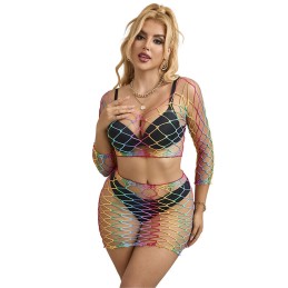 La Boutique del Piacere|Completo a rete arcobaleno a maniche lunghe, 2 pezzi, taglia unica20,00 €Completini intimi sexy