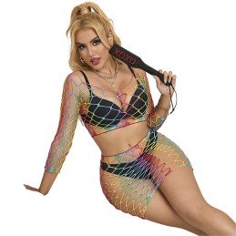 La Boutique del Piacere|Completo a rete arcobaleno a maniche lunghe, 2 pezzi, taglia unica20,00 €Completini intimi sexy