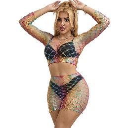 La Boutique del Piacere|Completo a rete arcobaleno a maniche lunghe, 2 pezzi, taglia unica20,00 €Completini intimi sexy