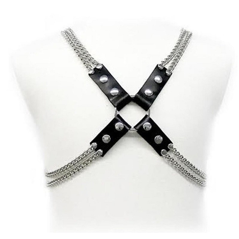 Imbragatura in pelle e catene per bondage